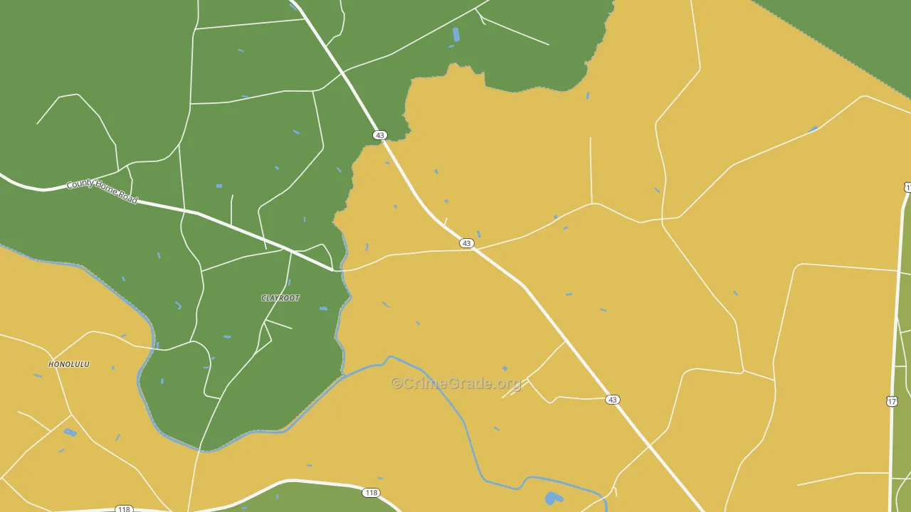 Clayroot, NC Map of Burglary Rates