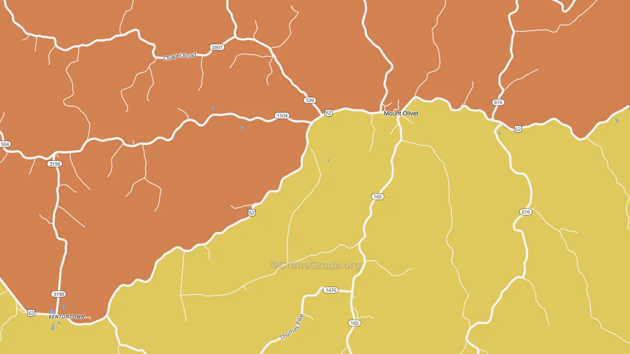 Claysville, KY Map of Burglary Rates