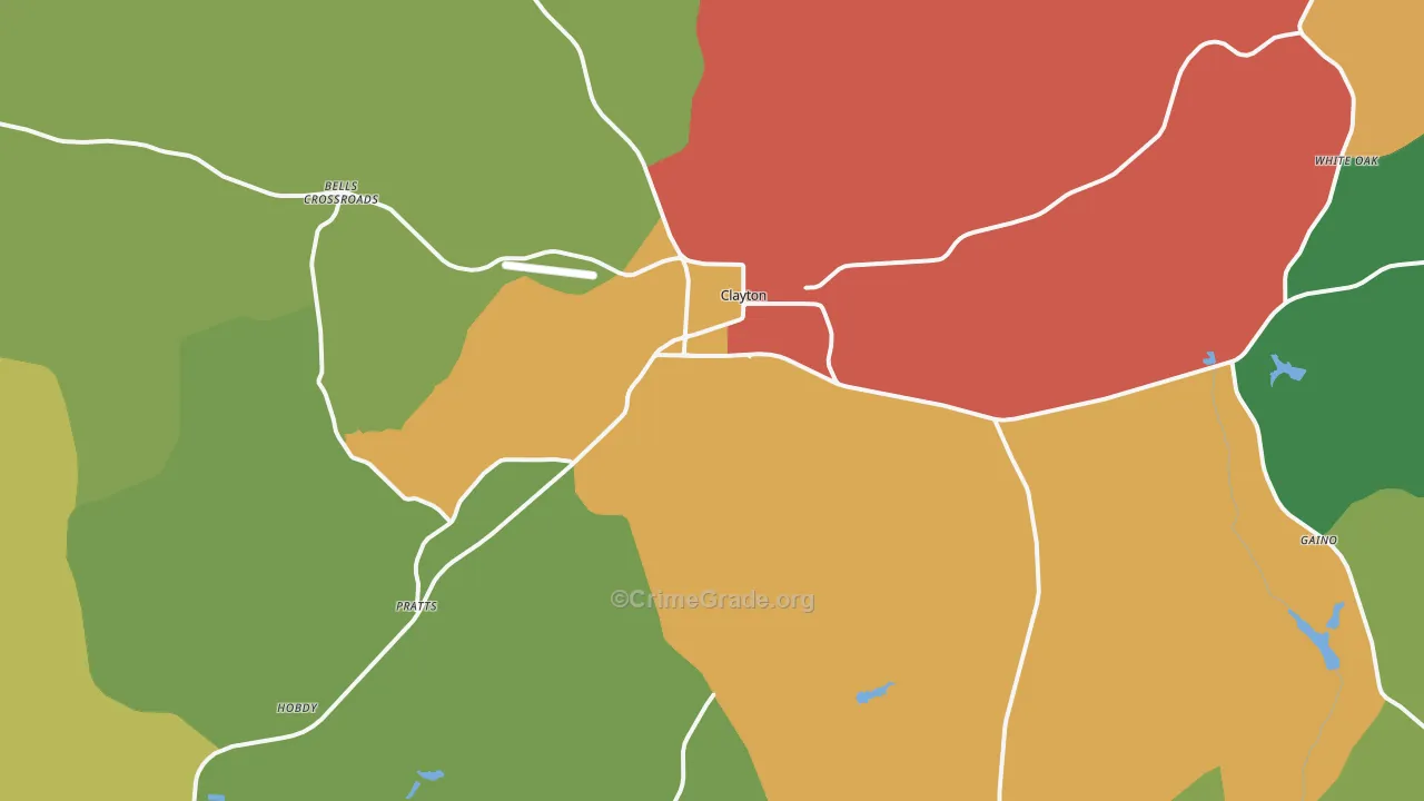 Clayton, AL Map of Burglary Rates
