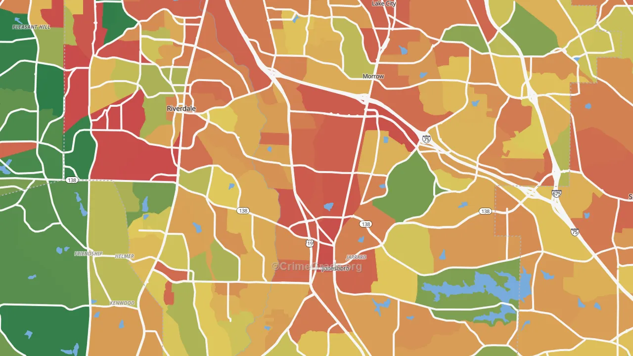 Clayton County, GA Map of Burglary Rates