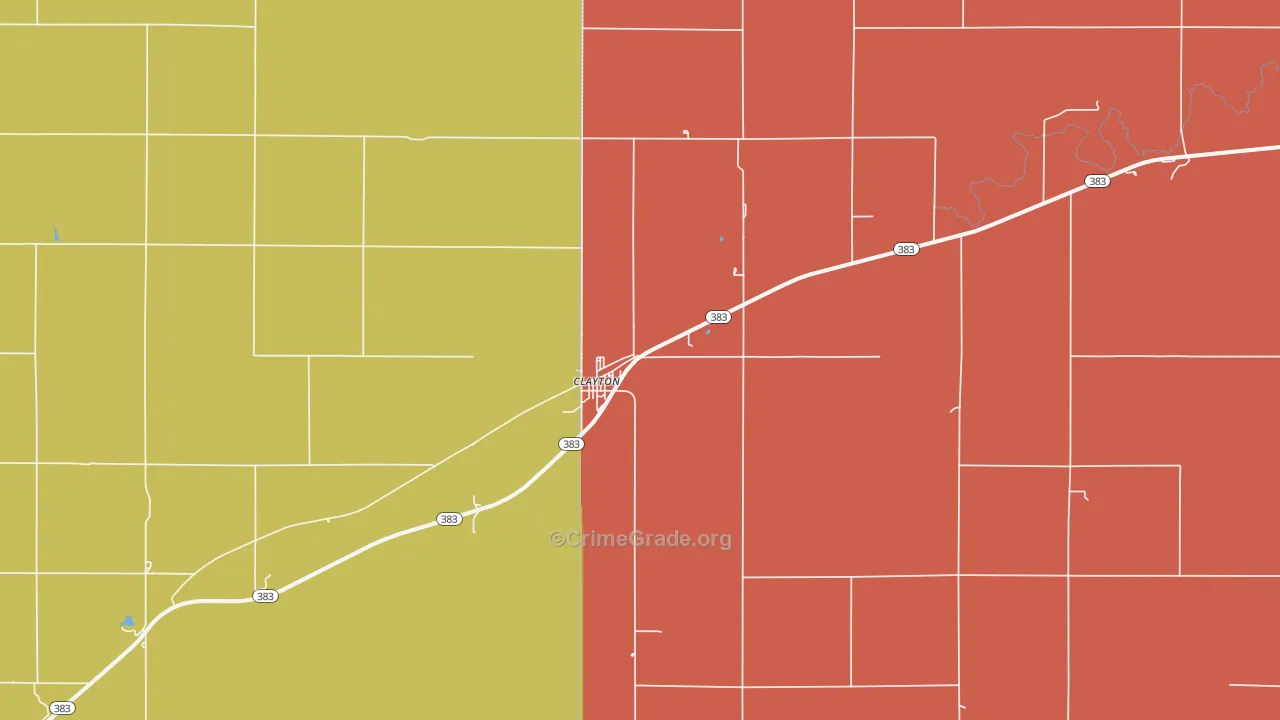 Clayton, KS Map of Burglary Rates