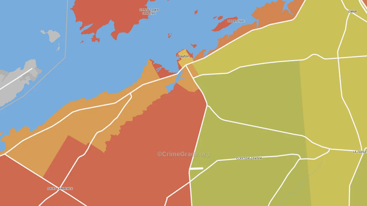 Clayton, NY Map of Burglary Rates