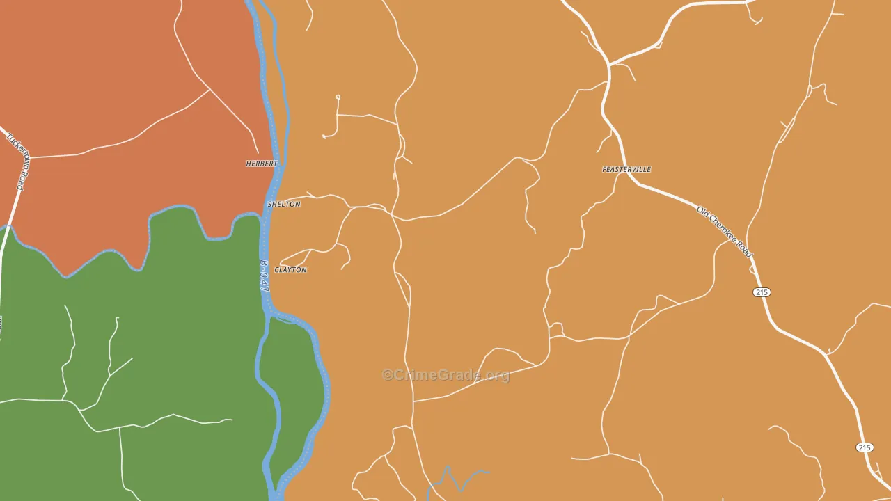 Clayton, SC Map of Burglary Rates