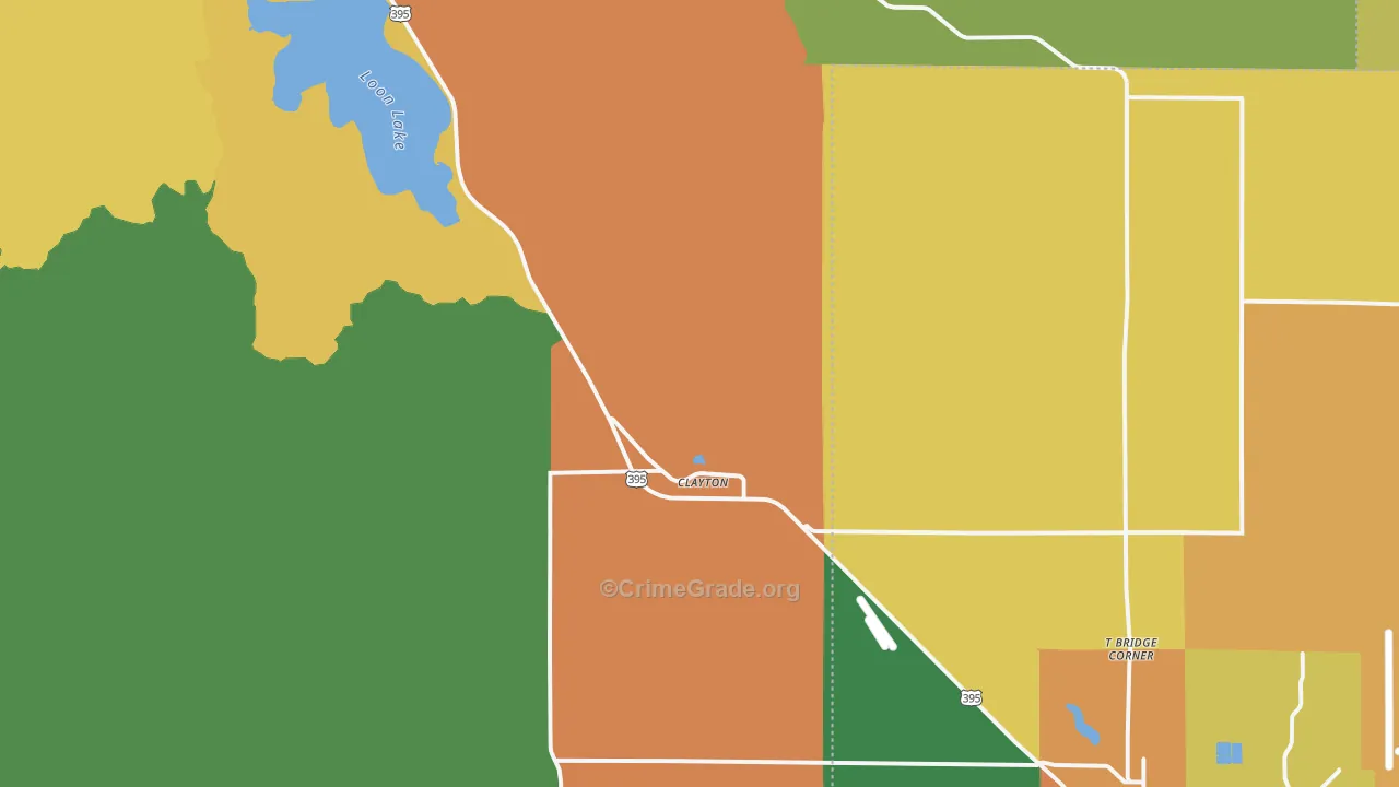 Clayton, WA Map of Burglary Rates