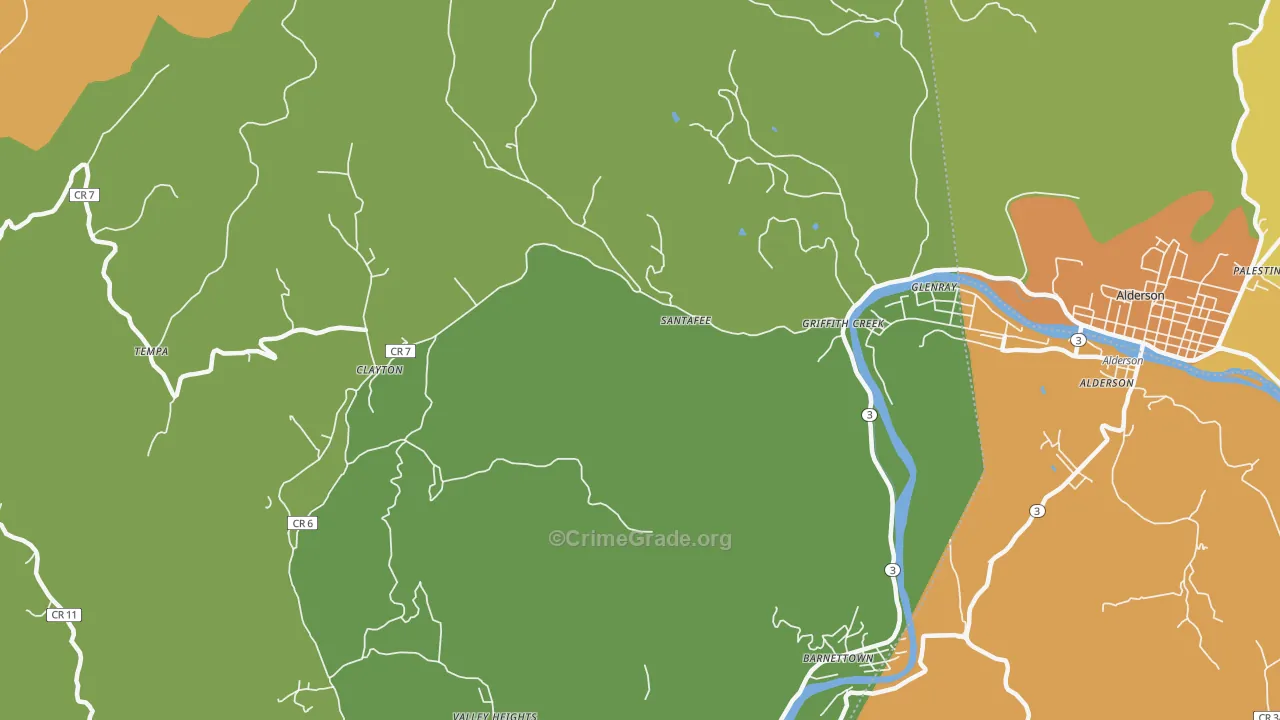 Clayton, WV Map of Burglary Rates