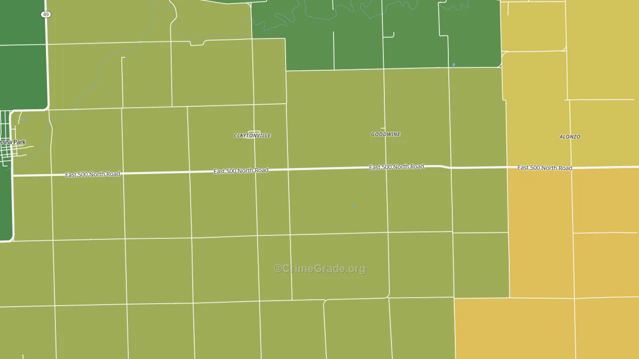 Claytonville, IL Map of Burglary Rates