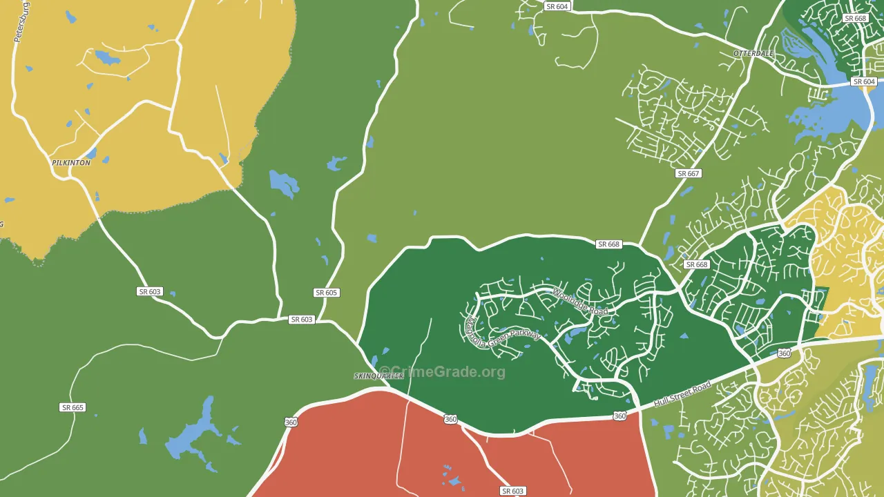 Clayville, VA Map of Burglary Rates