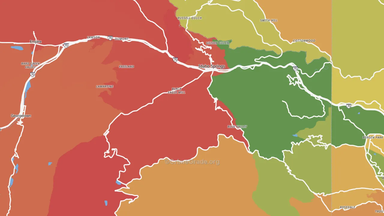Clear Creek County, CO Map of Burglary Rates