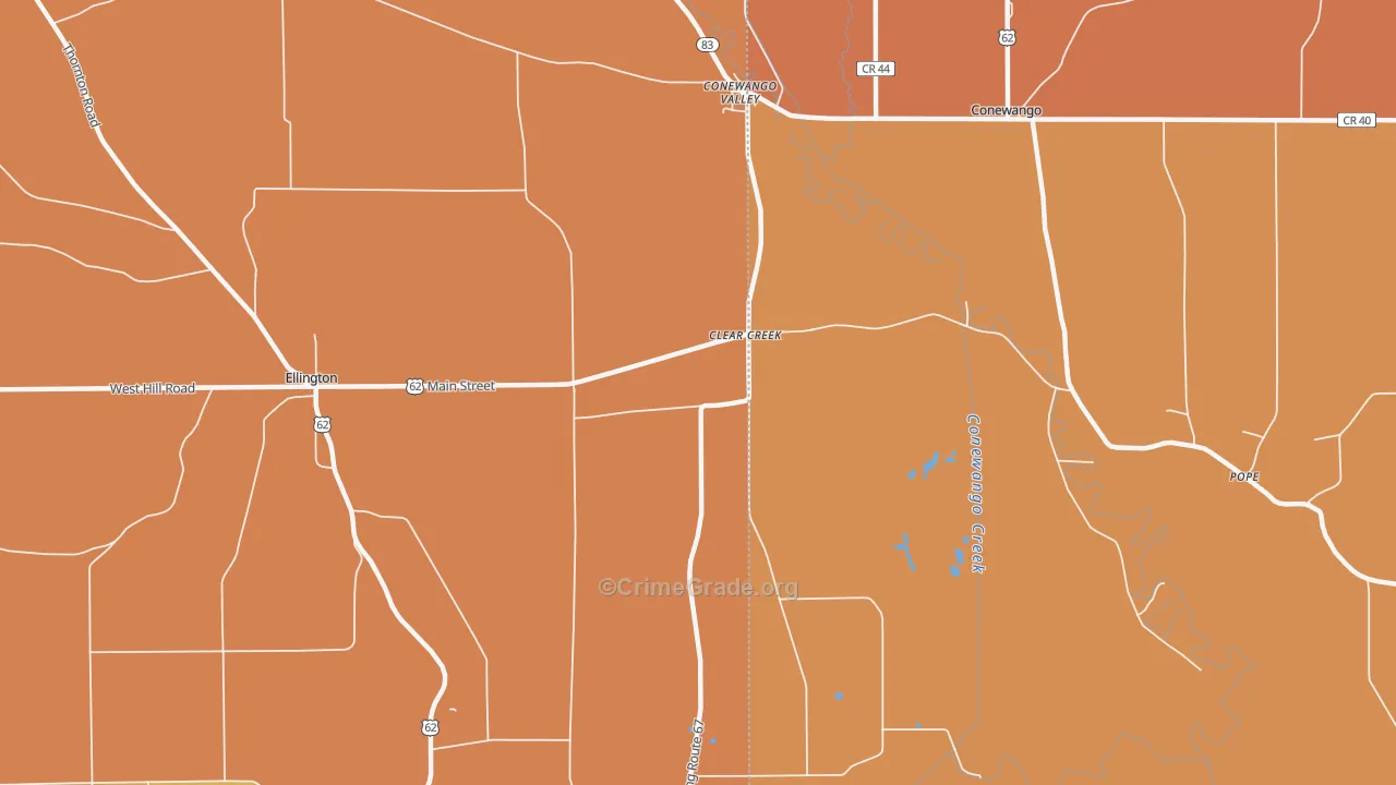 Clear Creek, NY Map of Burglary Rates