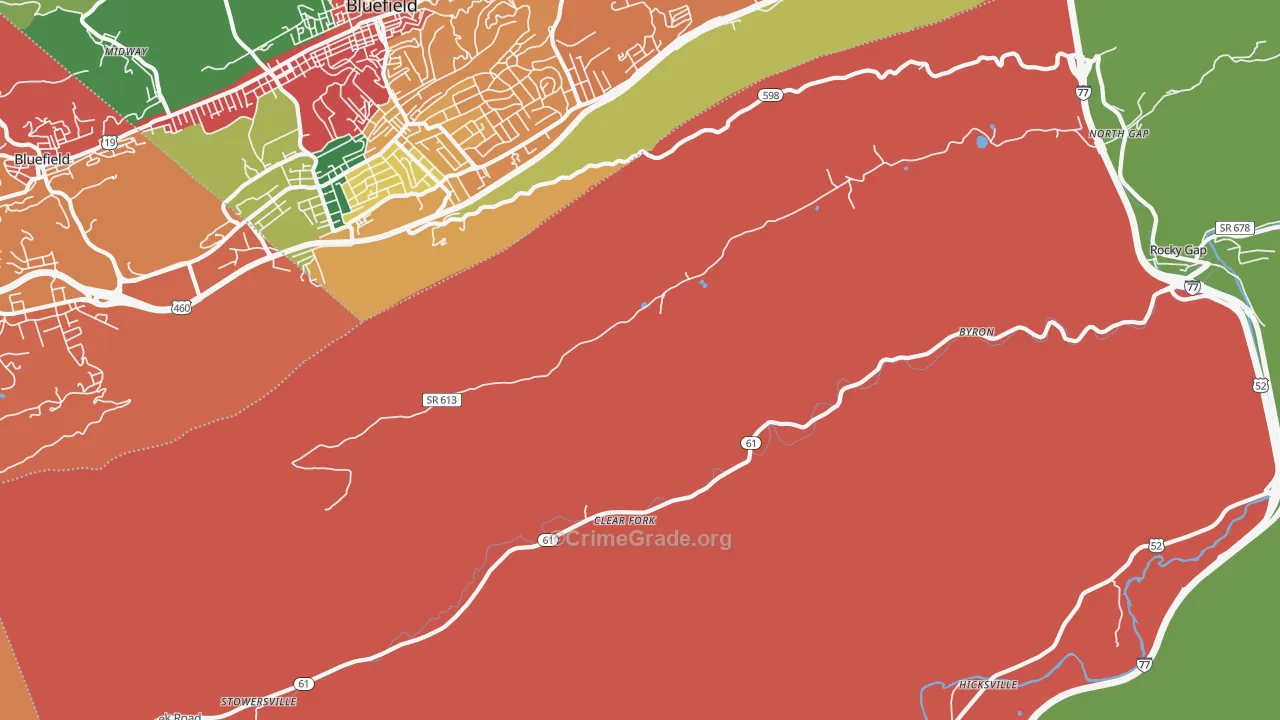 Clear Fork, VA Map of Burglary Rates