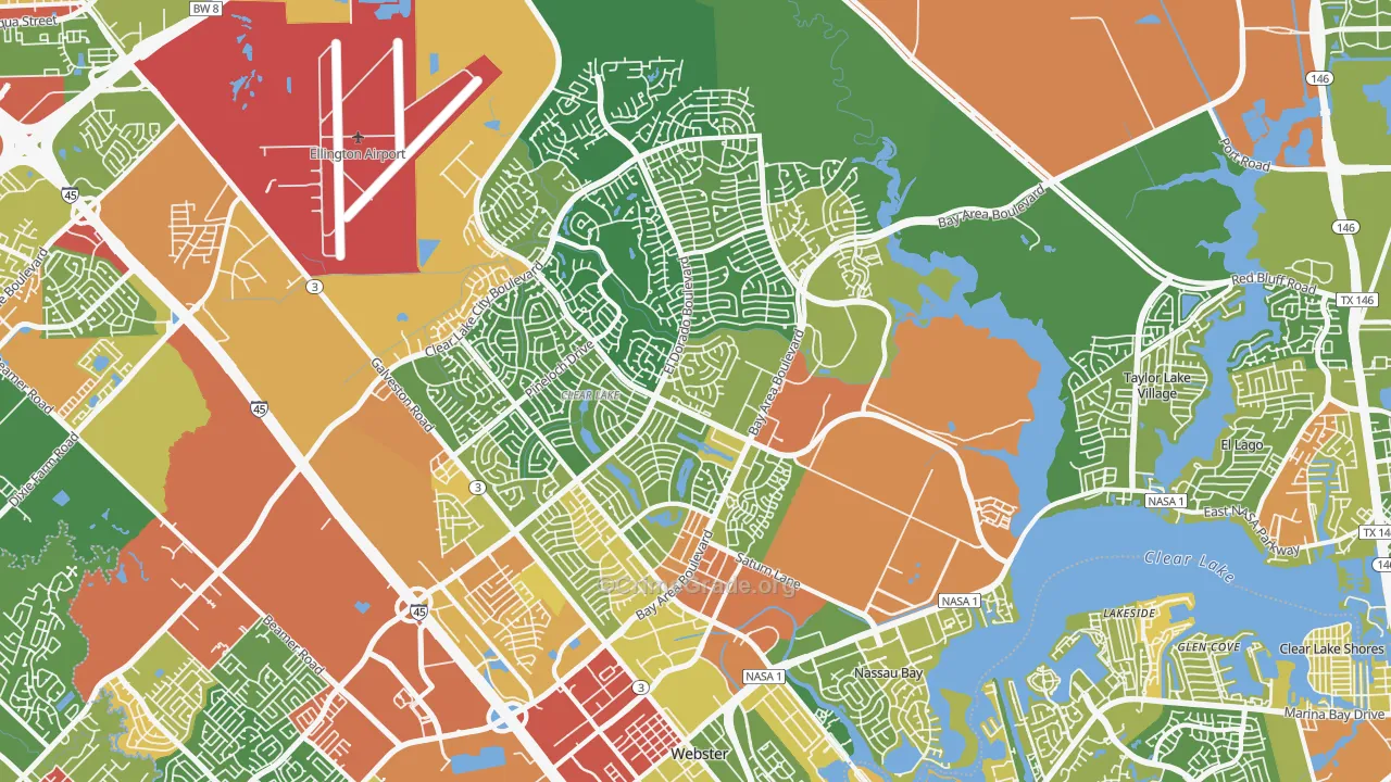 Clear Lake, Houston, TX Map of Burglary Rates