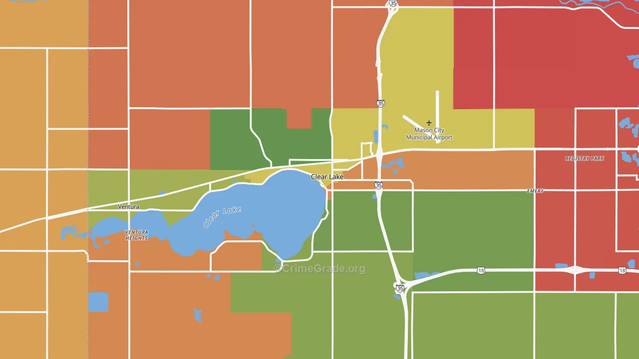 Clear Lake, IA Map of Burglary Rates