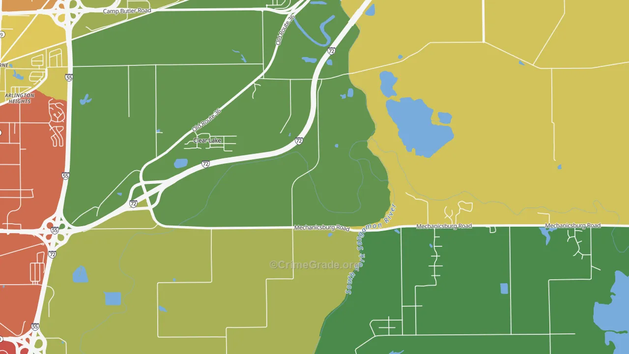 Clear Lake, IL Map of Burglary Rates