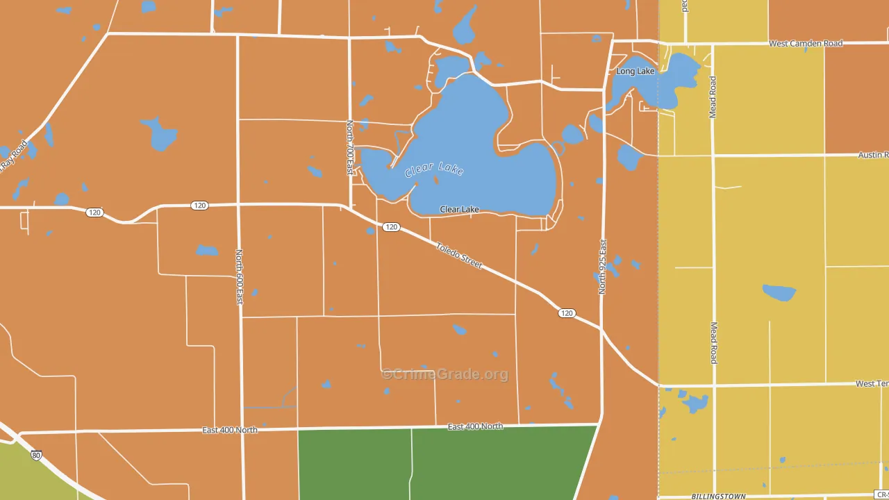 Clear Lake, IN Map of Burglary Rates
