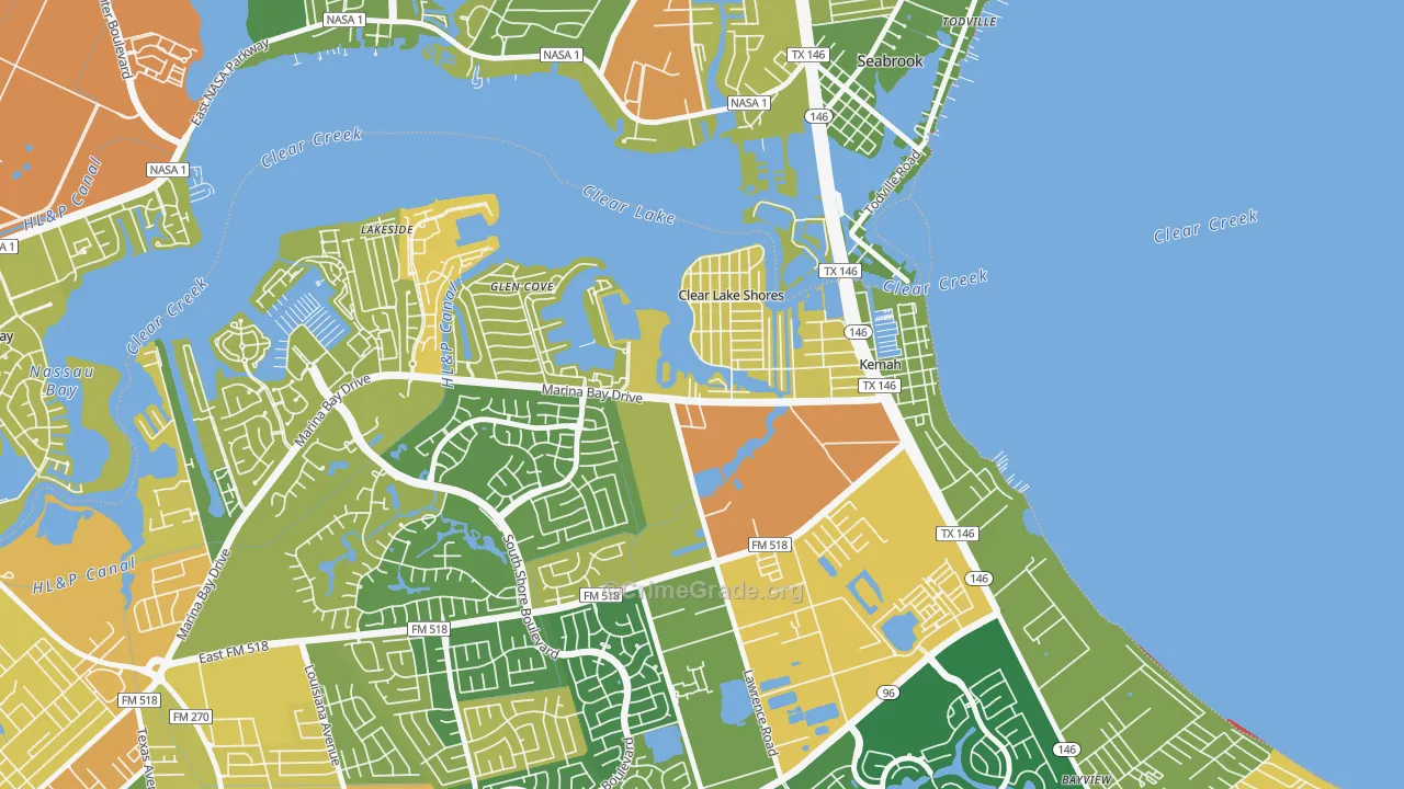Clear Lake Shores, TX Map of Burglary Rates