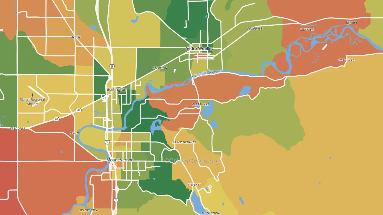 Clear Lake, WA Map of Burglary Rates