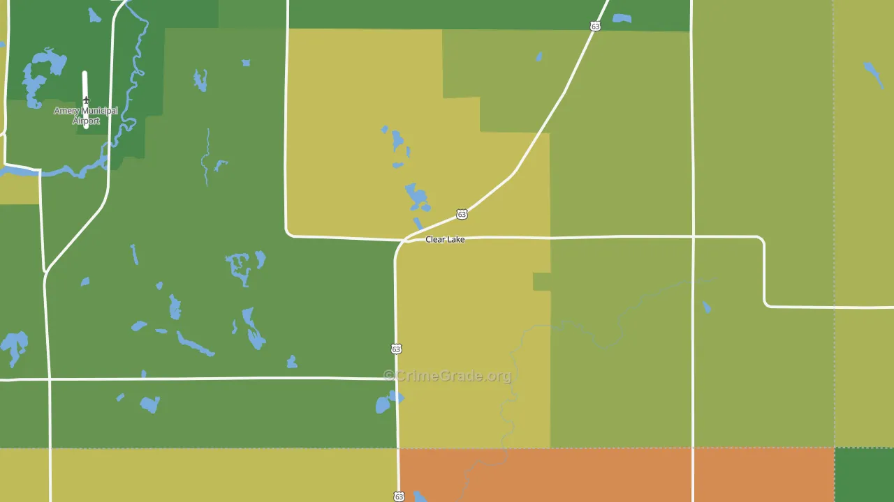 Clear Lake, WI Map of Burglary Rates