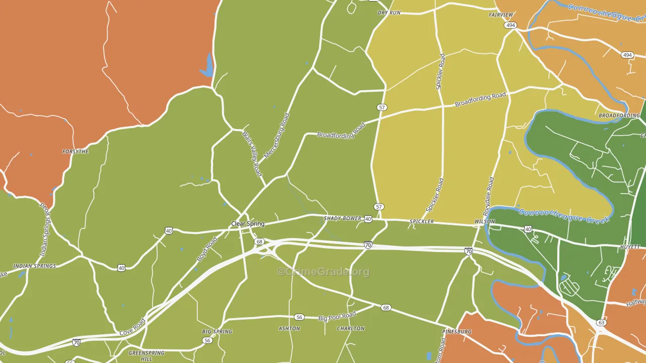 Clear Spring, MD Map of Burglary Rates