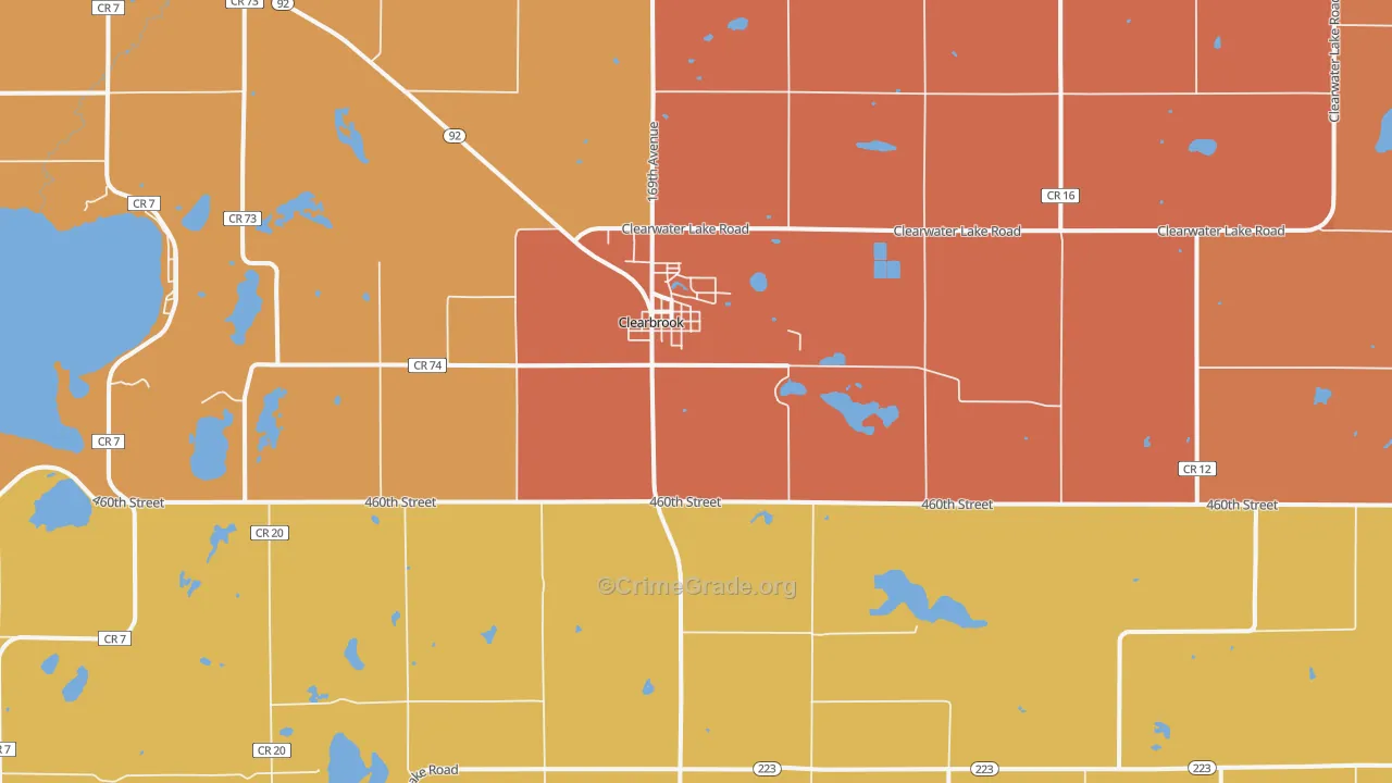 Clearbrook, MN Map of Burglary Rates