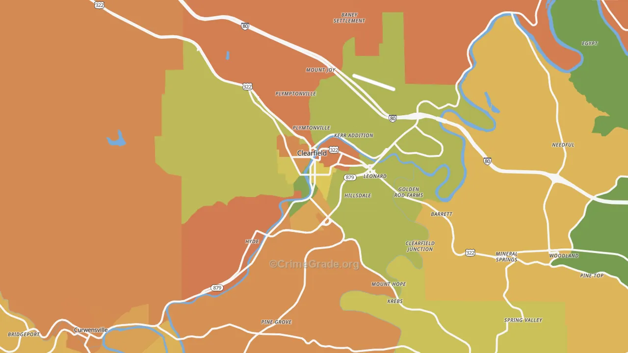 Clearfield, PA Map of Burglary Rates
