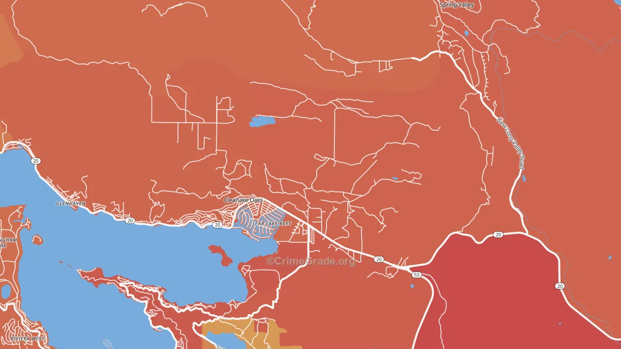 Clearlake Oaks, CA Map of Burglary Rates