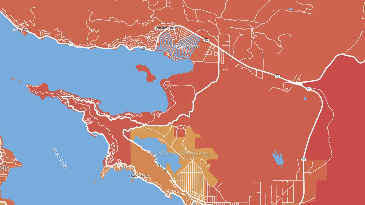 Clearlake Park, CA Map of Burglary Rates