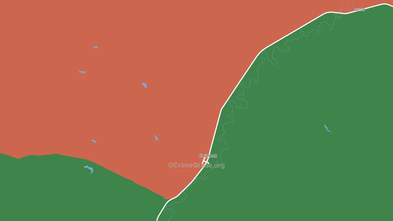Clearmont, WY Map of Burglary Rates