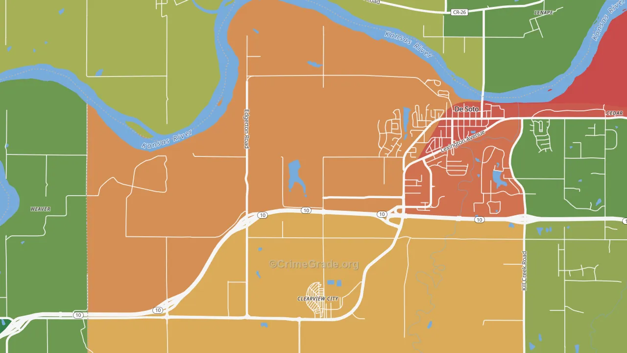Clearview City, KS Map of Burglary Rates