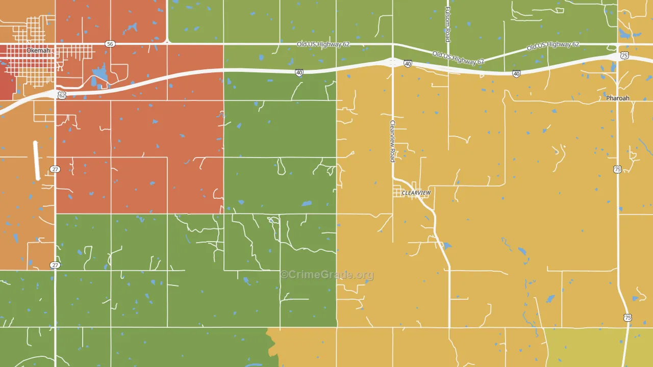 Clearview, OK Map of Burglary Rates