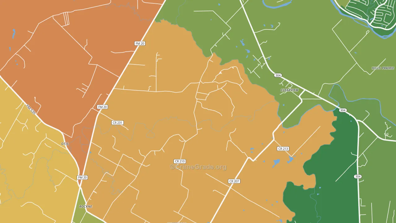Clearview, TX Map of Burglary Rates