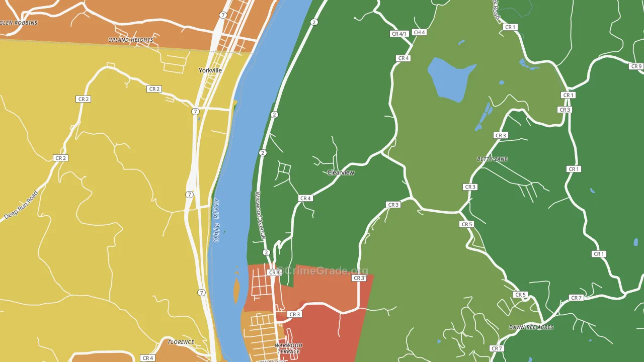 Clearview, WV Map of Burglary Rates