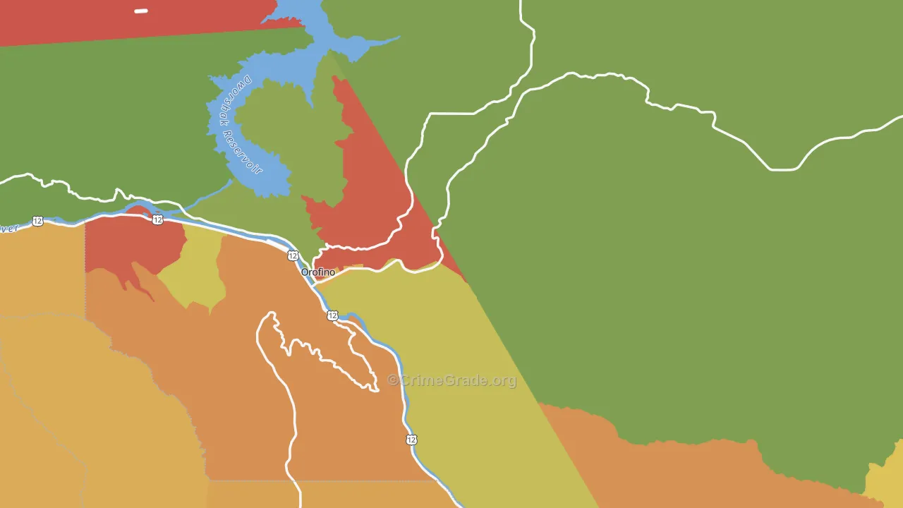 Clearwater County, ID Map of Burglary Rates