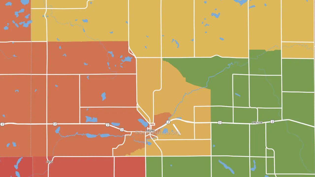 Clearwater County, MN Map of Burglary Rates