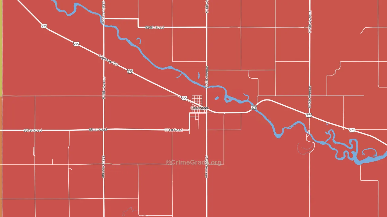 Clearwater, NE Map of Burglary Rates