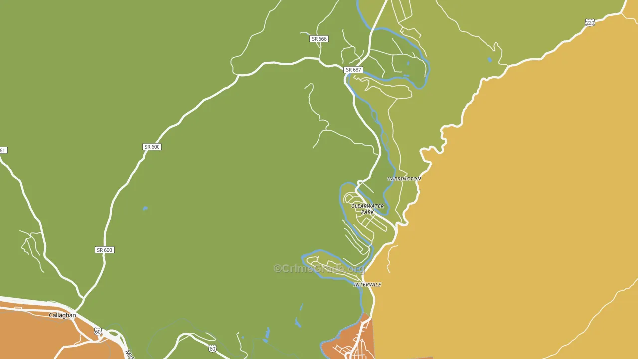 Clearwater Park, VA Map of Burglary Rates