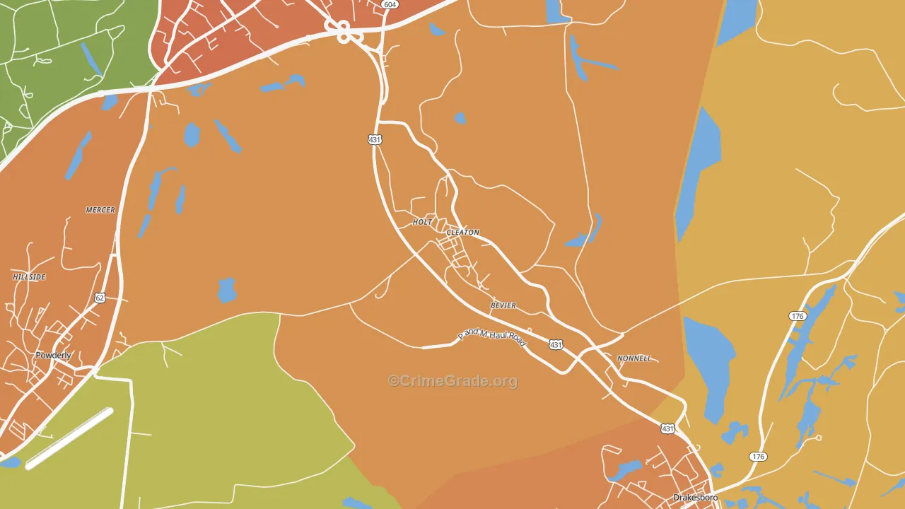 Cleaton, KY Map of Burglary Rates