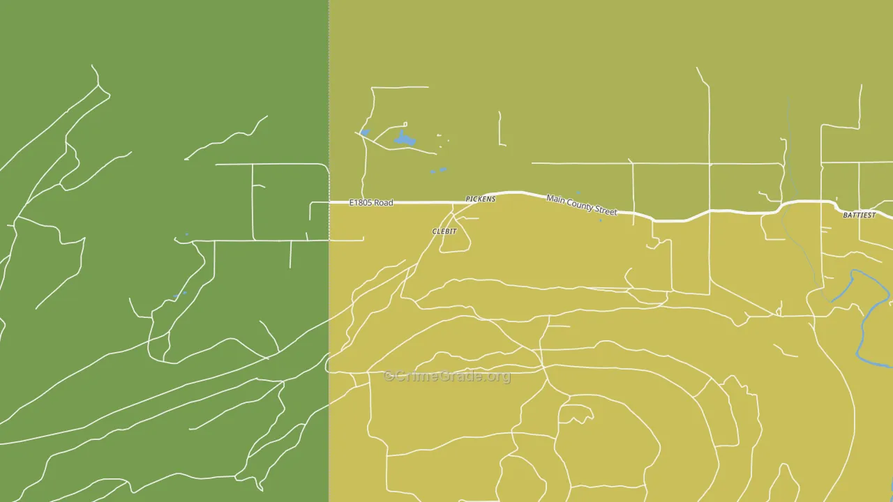 Clebit, OK Map of Burglary Rates