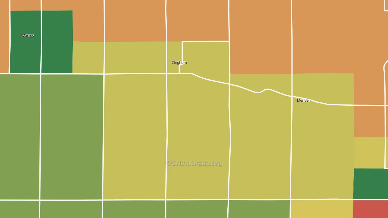 Cleghorn, IA Map of Burglary Rates