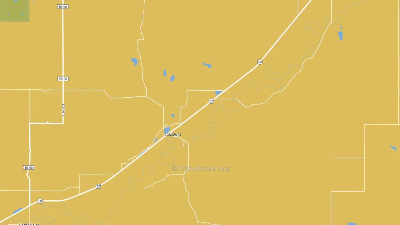 Clements, KS Map of Burglary Rates