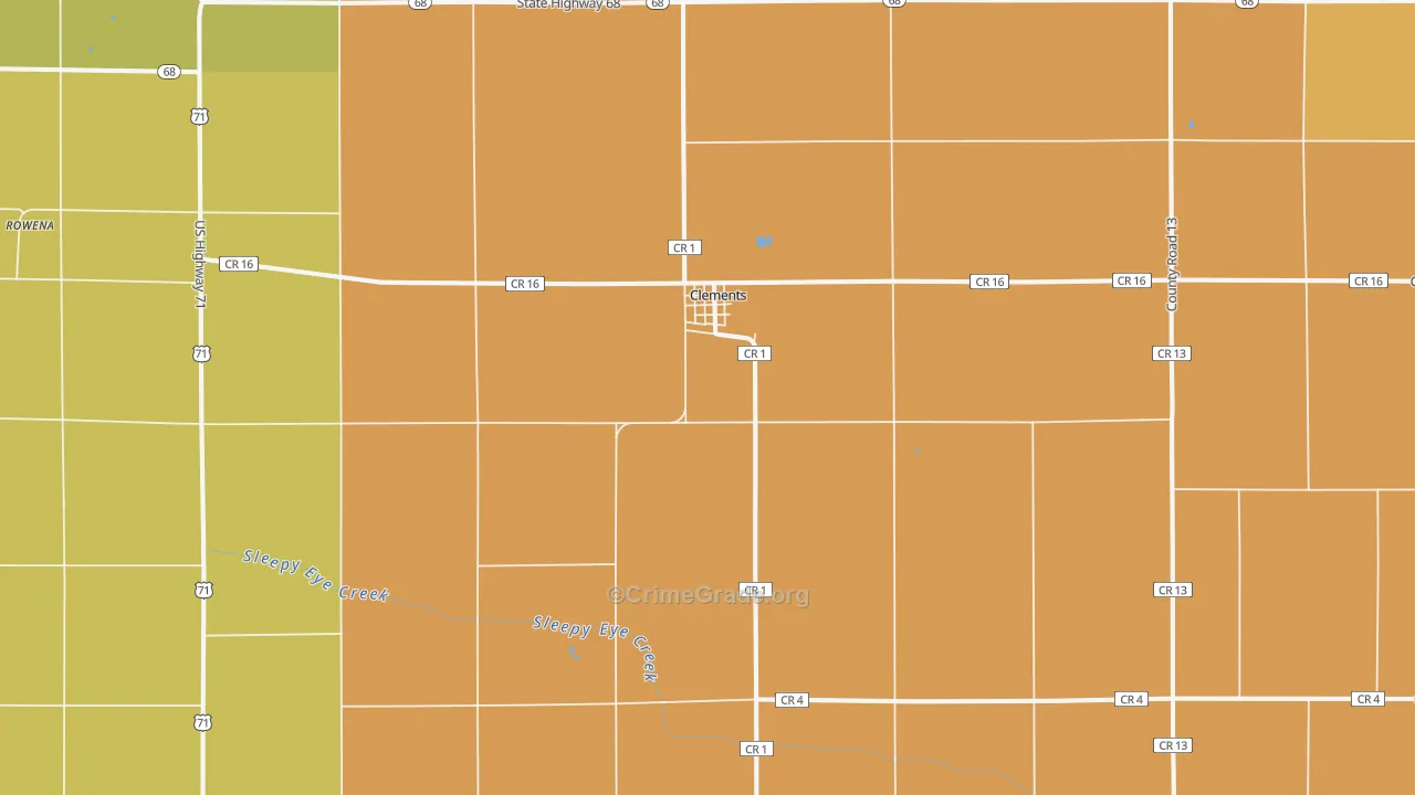 Clements, MN Map of Burglary Rates