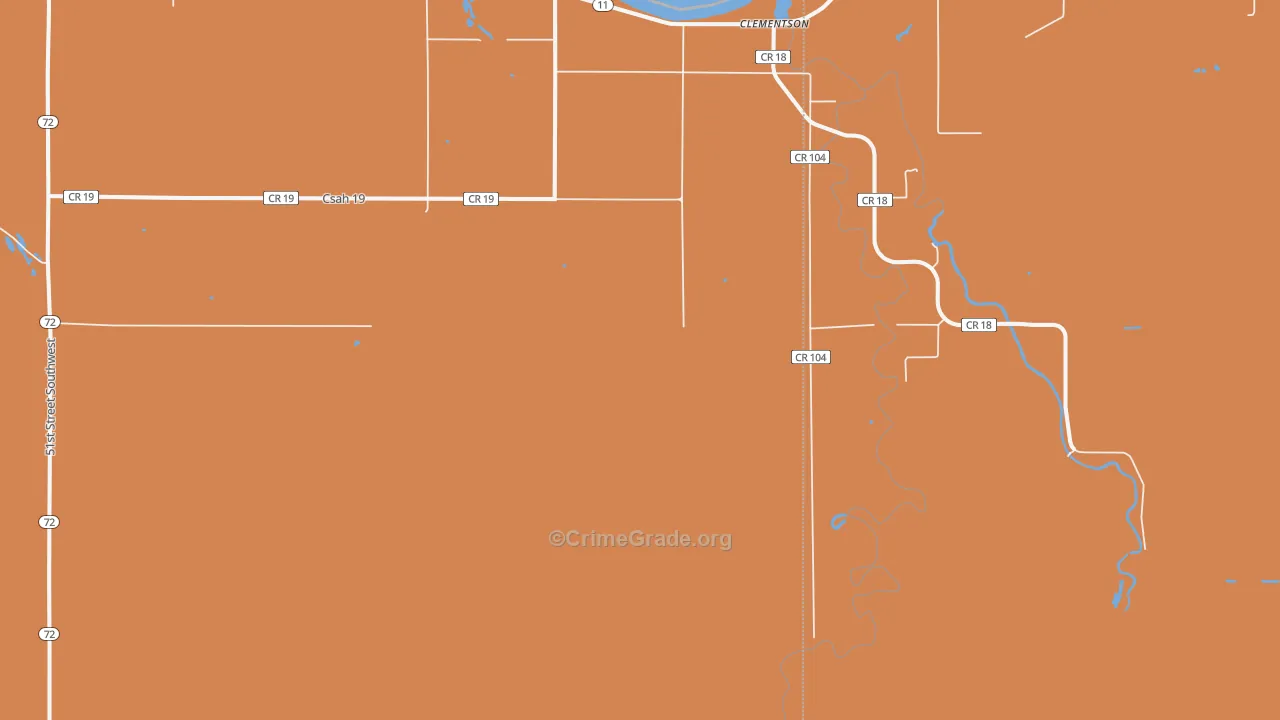 Clementson, MN Map of Burglary Rates