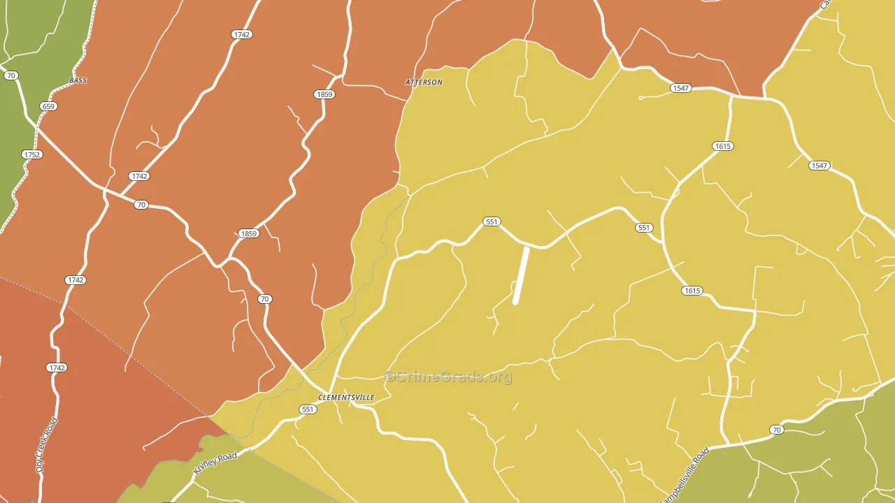 Clementsville, KY Map of Burglary Rates