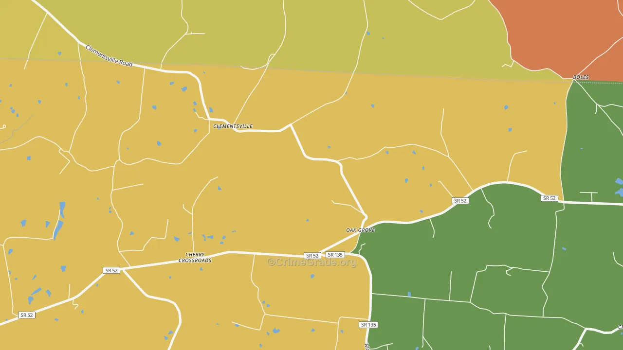 Clementsville, TN Map of Burglary Rates