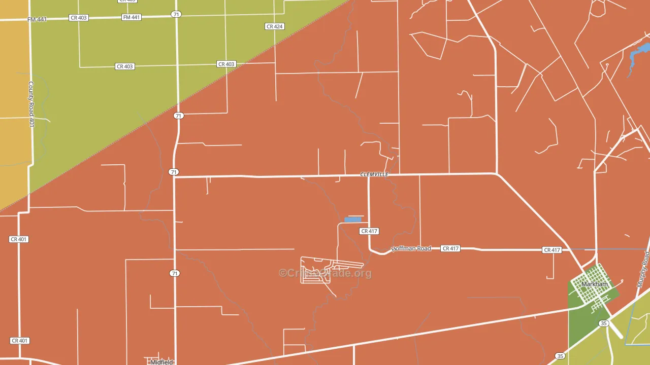 Clemville, TX Map of Burglary Rates