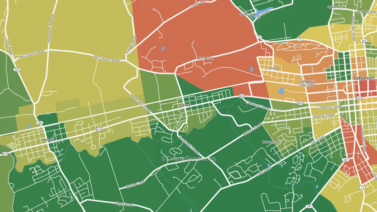 Cleona, PA Map of Burglary Rates