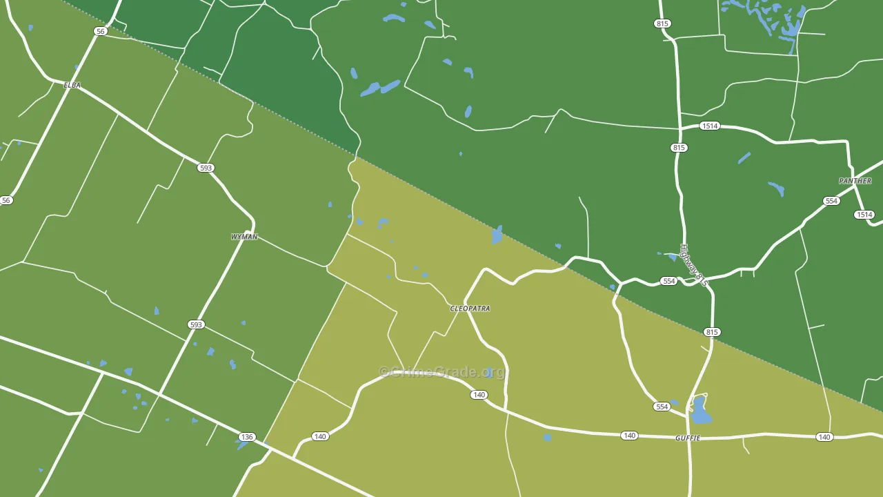 Cleopatra, KY Map of Burglary Rates