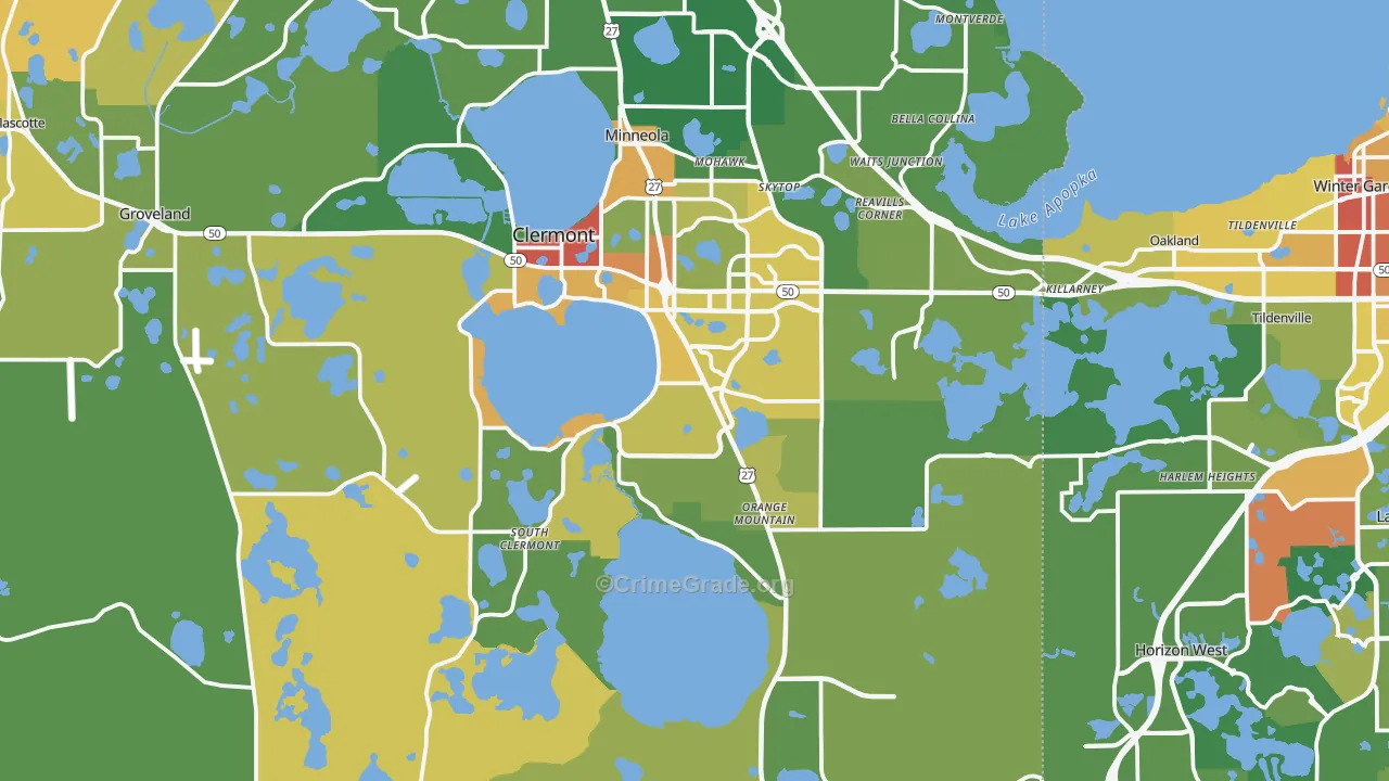 Clermont, FL Map of Burglary Rates