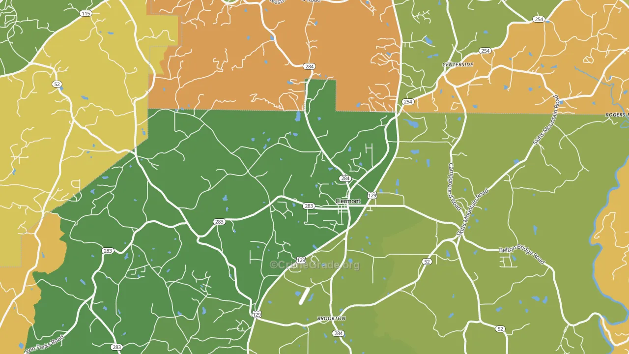 Clermont, GA Map of Burglary Rates