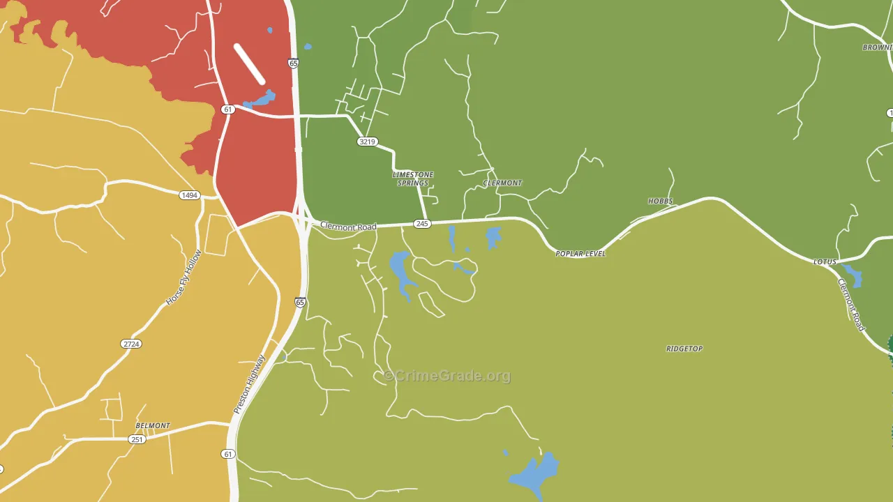 Clermont, KY Map of Burglary Rates