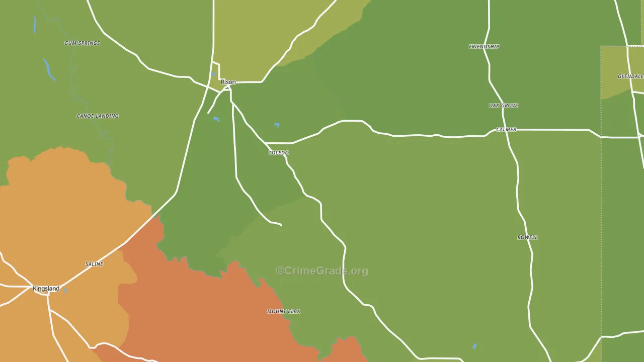 Cleveland County, AR Map of Burglary Rates